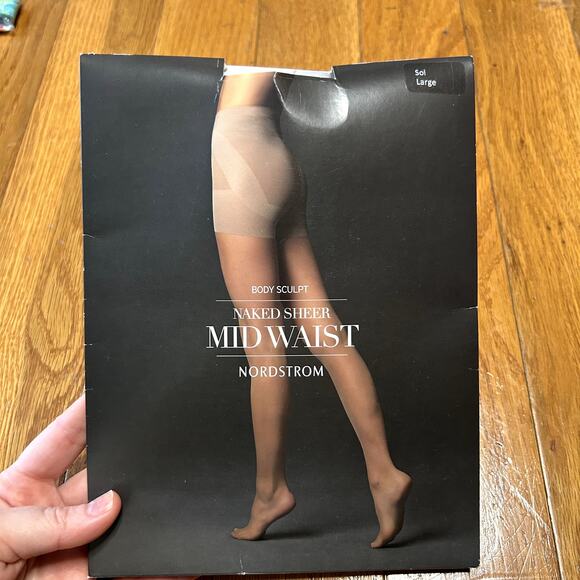 Nordstrom Accessories - Nordstrom Naked Sheer Mid Waist Body Sculp Nylon Pantyhose Size Large Sol Tan